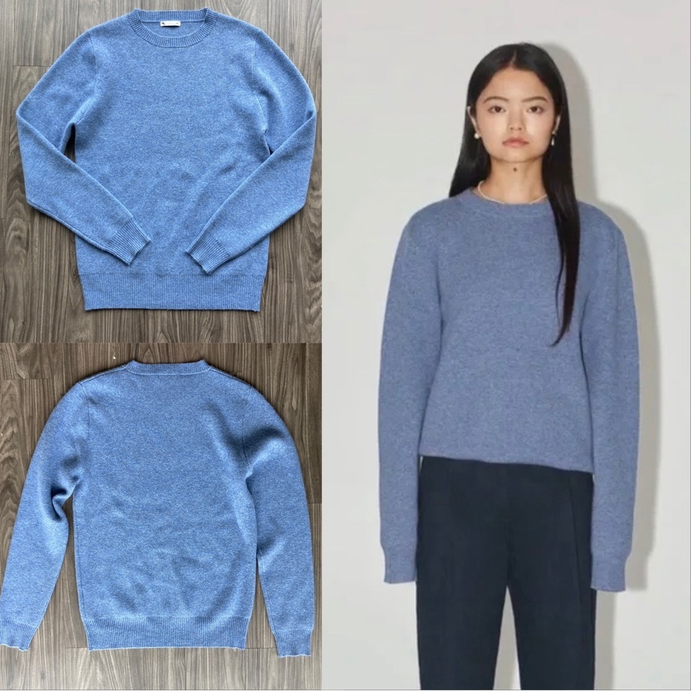 UNCLE STUDIOS Blue Knit Wool Cashmere Crew Neck Long Sleeve Sweater- NWOT